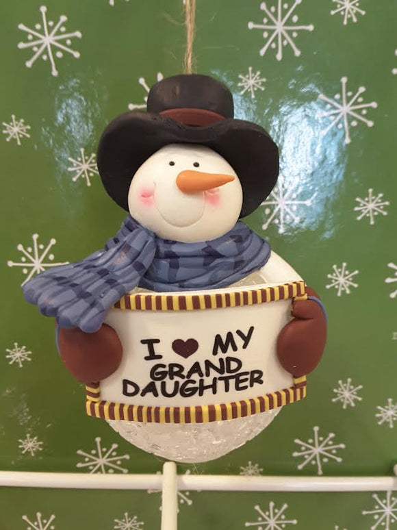I love my grandaughter snowman