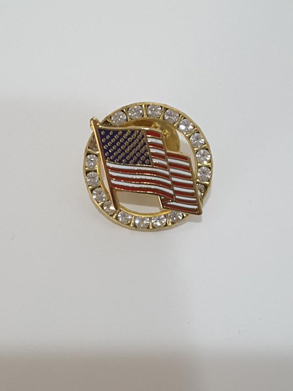 PIN SMALL CRYSTAL AMERICAN FLAG