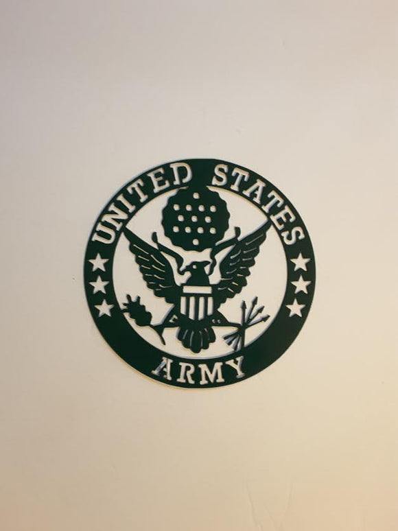 Metal Round Plaque Army Sm