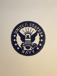 Metal Round Plaque Navy Sm